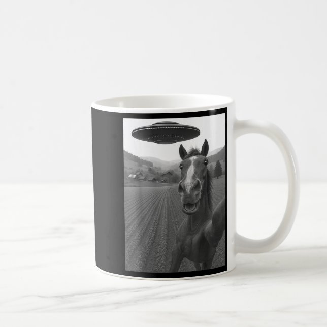 For Horse Selfie Alien Ufo Coffee Mug (Right)