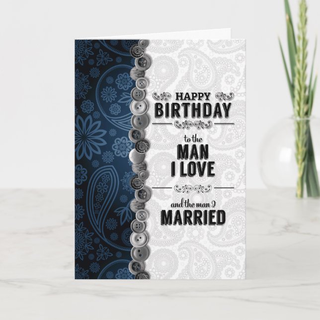 for Husband Blue Paisley Sentimental Birthday Card (Front)