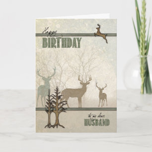 for Husband Deer in the Forest Birthday Card