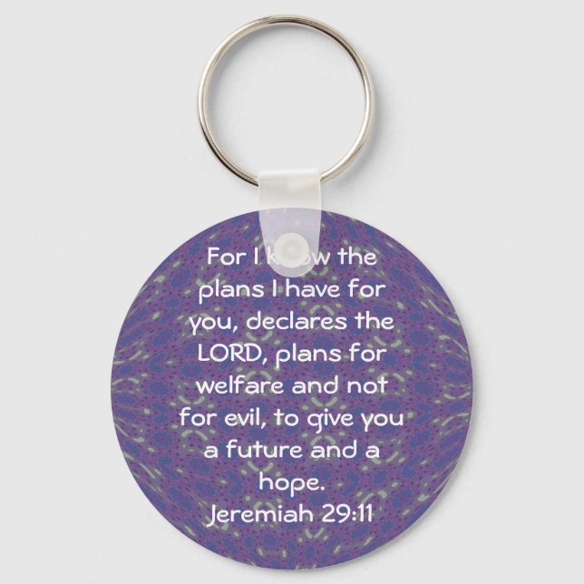 For I know the plans I have  - Jeremiah 29:11 Key Ring (Front)