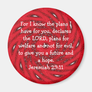 For I know the plans I have ....  Jeremiah 29:11 Magnet