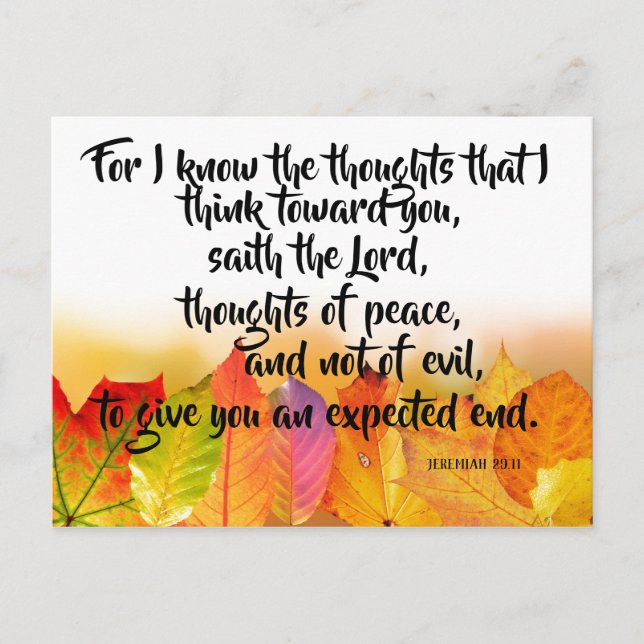 For I Know the Thoughts KJV Jeremiah Verse Postcard (Front)