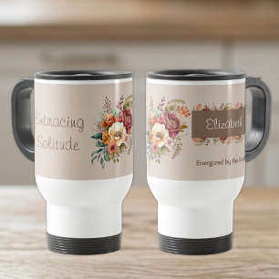 For introverts solitude floral brown travel mug