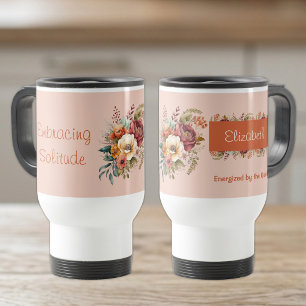 For introverts solitude floral orange travel mug