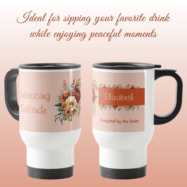 For introverts solitude floral orange travel mug (Creator Uploaded)