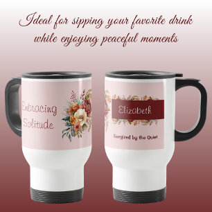 For introverts solitude floral pink travel mug