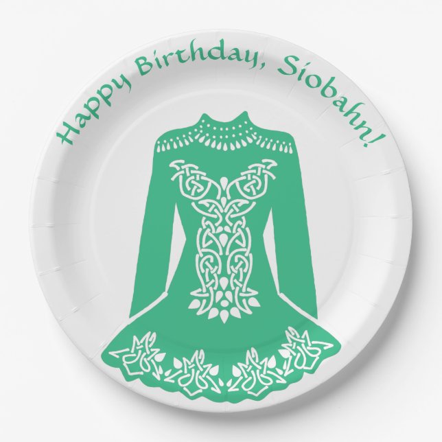 For Irish Dancers Green Dancing Dress Custom Party Paper Plate (Front)