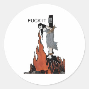 For It Funny - Witch Is Burning In Flames Girl Smo Classic Round Sticker