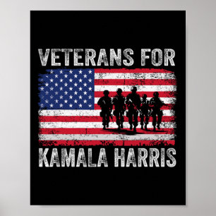 For Kamala Harris 2024 Election Usa Flag Military Poster