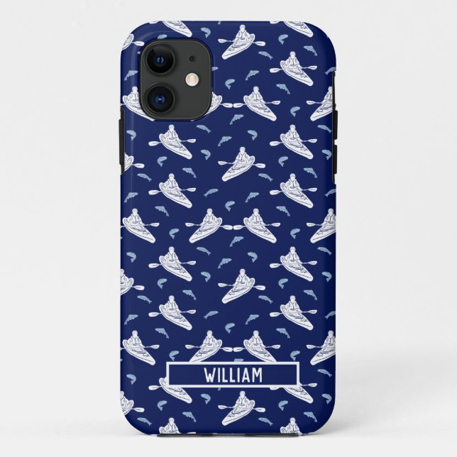 For Kayakers Personalized Navy Blue Kayak Case-Mate iPhone Case (Back)