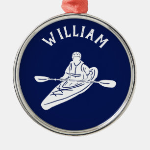 For Kayakers Personalized Navy Blue Kayak Metal Tree Decoration