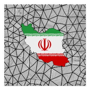 For Kids: Creative Iran Flag With Map Poster