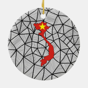 For Kids: Creative Vietnam Flag With Map Ceramic Tree Decoration