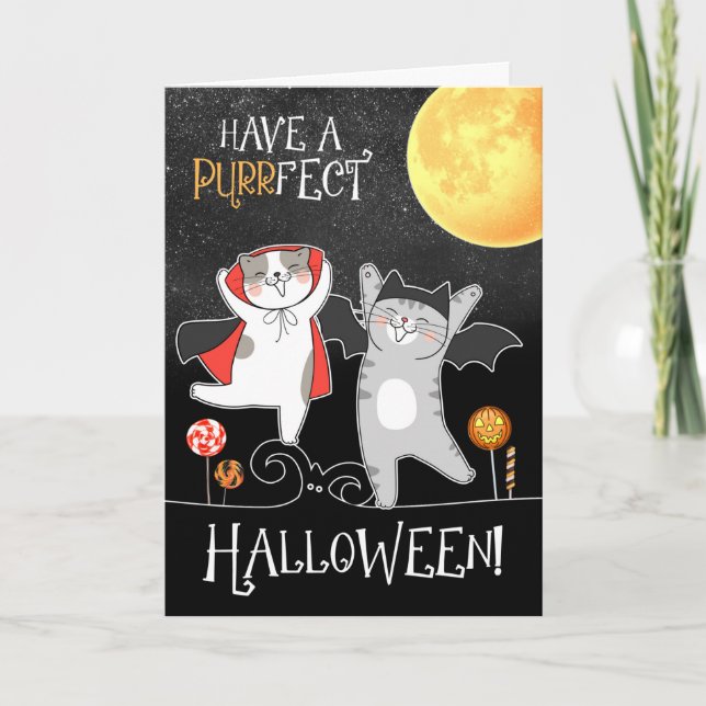 for Kids Halloween Funny Cats in Costumes Card (Front)