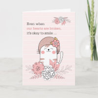 for Kids Sympathy Pink Kitty Cat and Flowers