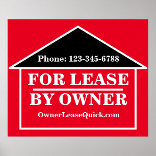 FOR LEASE BY OWNER Modern Easy To Read Real Estate Poster
