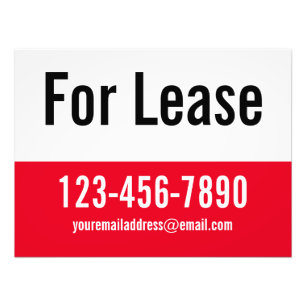 For Lease Red and White Phone Number Window Sign