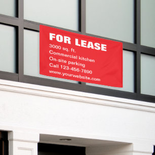 For Lease Red and White Property Management Text Banner