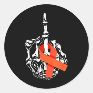 For Leukaemia Cancer Middle Finger Leukaemia Cance Classic Round Sticker