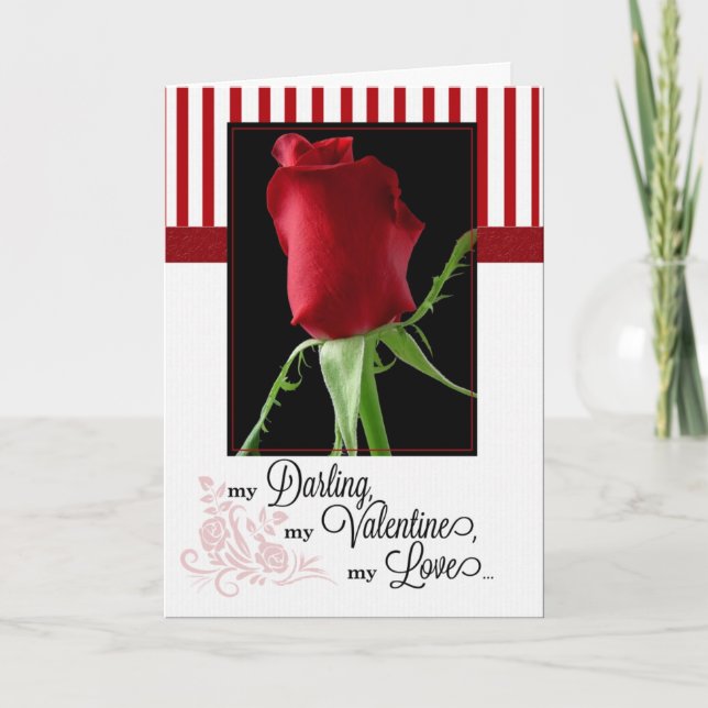for Life Partner on Valentine's Day Red Rose Holiday Card (Front)