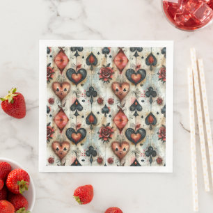 For lovers of card games. Playing card symbols. Napkin