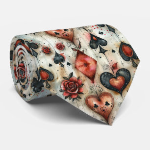 For lovers of card games. Playing card symbols. Tie