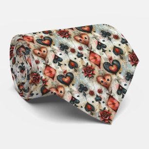 For lovers of card games. Playing card symbols. Tie
