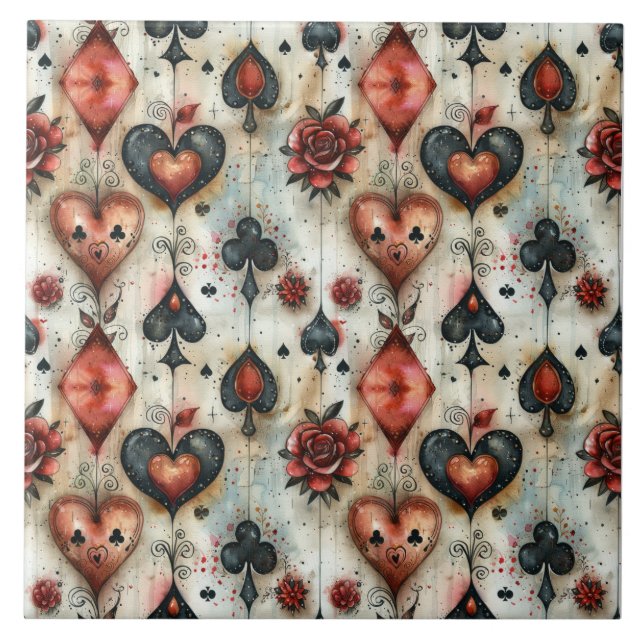 For lovers of card games. Playing card symbols. Tile (Front)