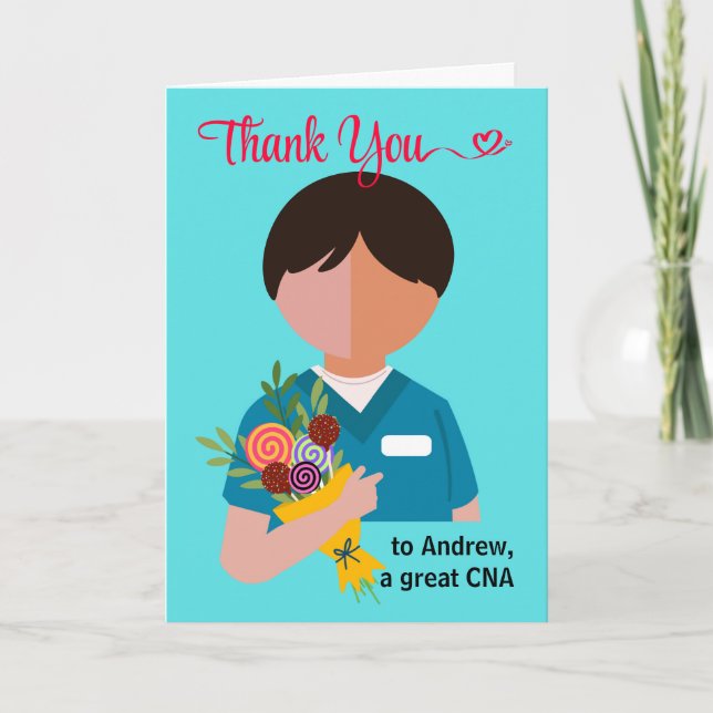 For Male CNA Thank You with Candy Bouquet Card (Front)