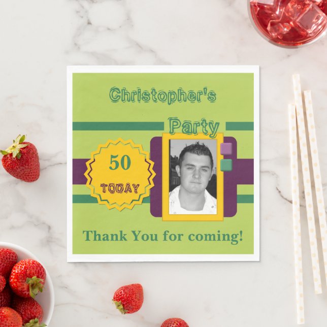 For men 50 today photo name green party napkin (Insitu)