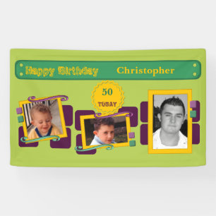 For men 50th add photos name green party banner
