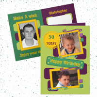 For men add photos green purple 50th Birthday