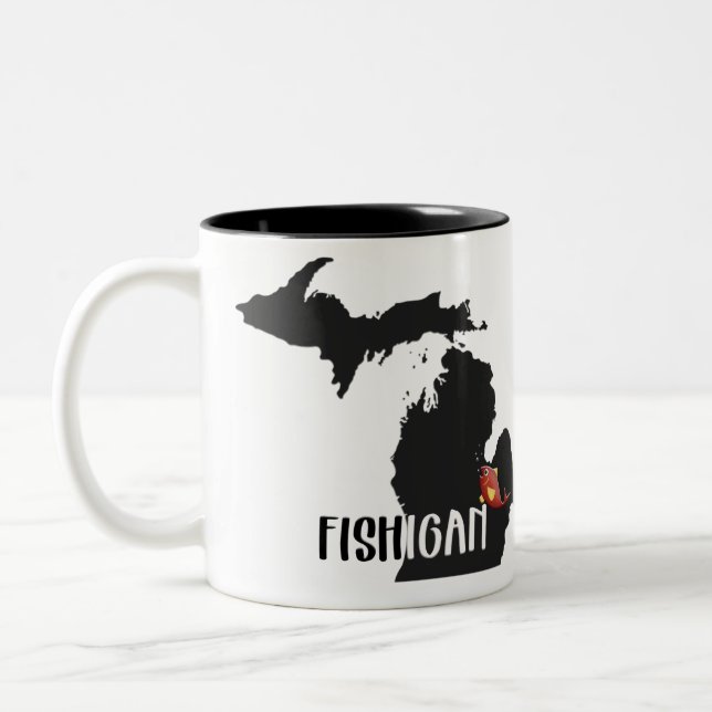 for Michigan Fisherman Two-Tone Coffee Mug (Left)