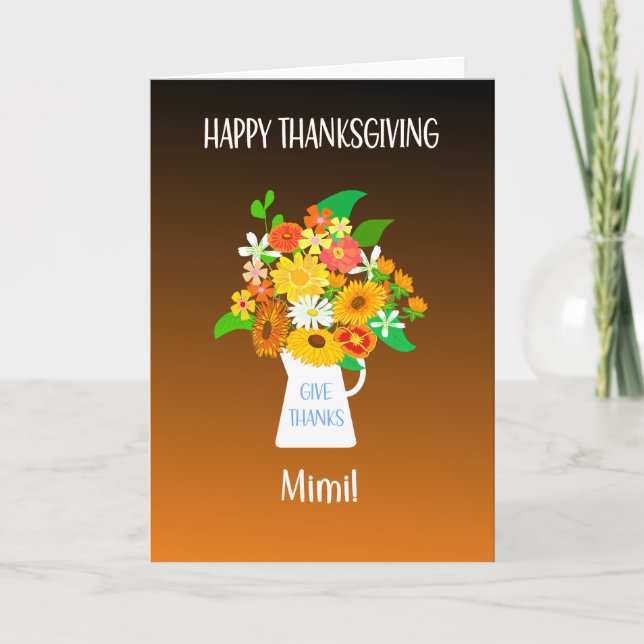 For Mimi Thanksgiving Bouquet of Flowers Card (Front)
