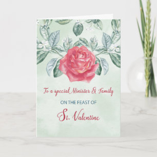 For Minister and Family Rose Religious Feast Card