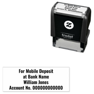 For Mobile Deposit at Bank Name Account Number Self-inking Stamp