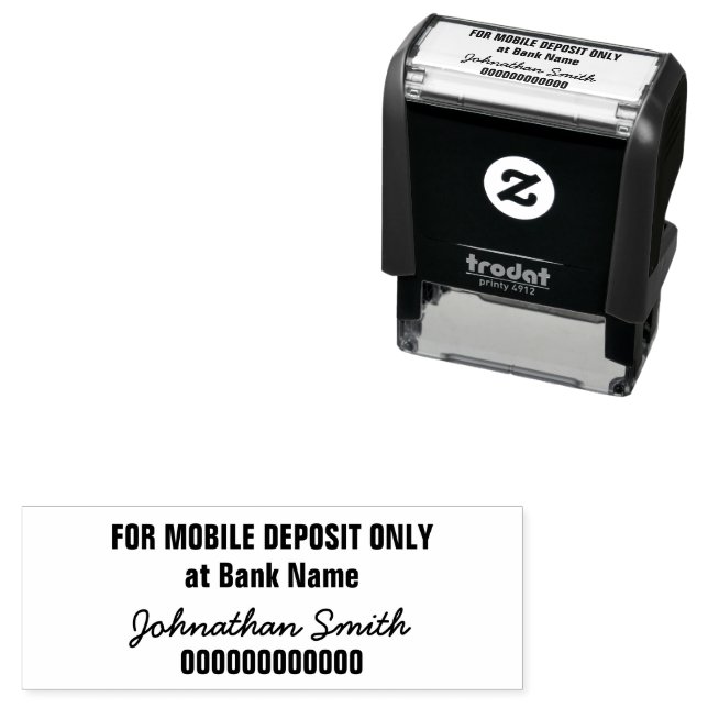 For Mobile Deposit Only Bank Account Cursive Name Self-inking Stamp (In Situ)