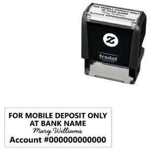 For Mobile Deposit Only Cursive Name Bank Account Self-inking Stamp