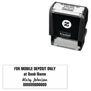 For Mobile Deposit Only Cursive Name Bank Account Self-inking Stamp