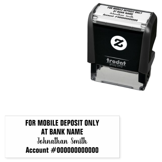 For Mobile Deposit Only Cursive Name Bank Account Self-inking Stamp (In Situ)