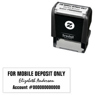 For Mobile Deposit Only Cursive Name Bank Account Self-inking Stamp