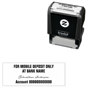 For Mobile Deposit Only Cursive Name Bank Account Self-inking Stamp