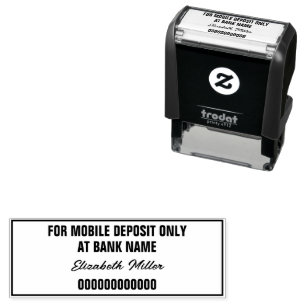 For Mobile Deposit Only Cursive Name Bank Account Self-inking Stamp