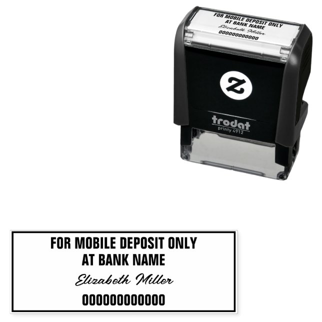 For Mobile Deposit Only Cursive Name Bank Account Self-inking Stamp (In Situ)