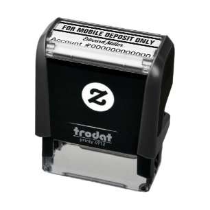 For Mobile Deposit Only Cursive Name Banking App Self-inking Stamp