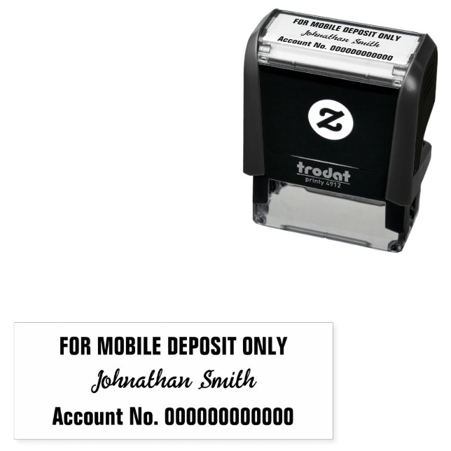 For Mobile Deposit Only Cursive Signature Name Self-inking Stamp (In Situ)