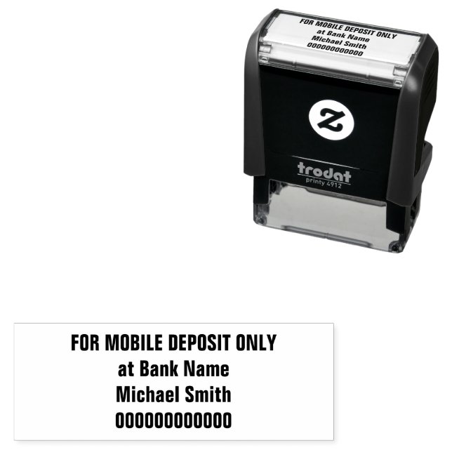 For Mobile Deposit Only Customer Name Bank Account Self-inking Stamp (In Situ)