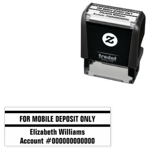 For Mobile Deposit Only Name Bank Account Number Self-inking Stamp