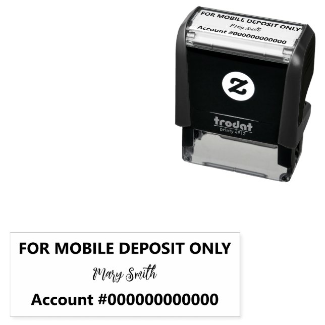 For Mobile Deposit Only Script Signature Name Bank Self-inking Stamp (In Situ)