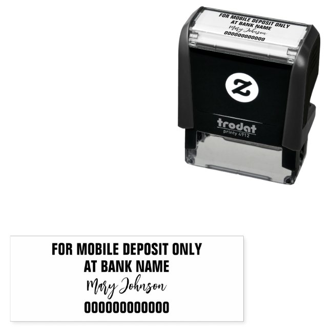 For Mobile Deposit Only "Signature" Bank Name Acct Self-inking Stamp (In Situ)